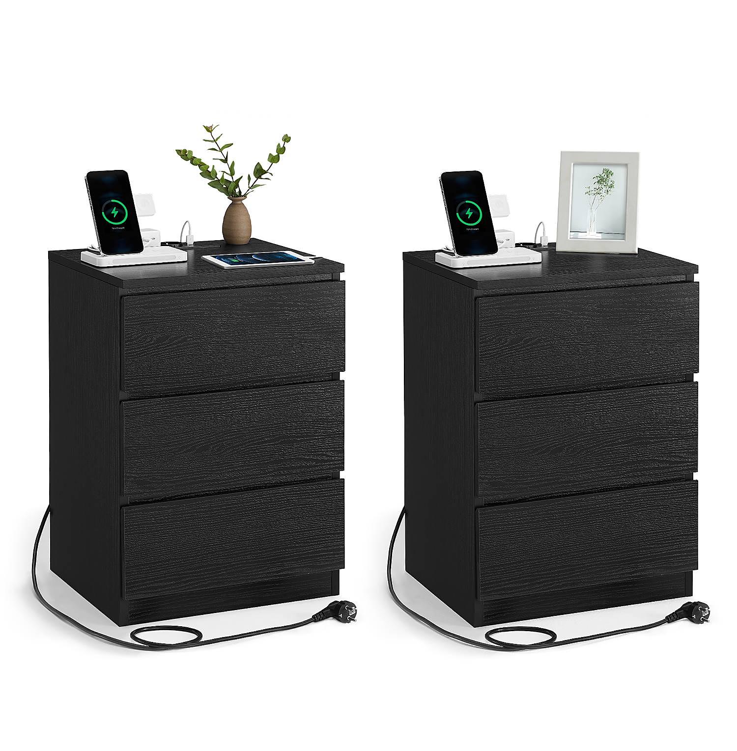 Nightstand Cahir Set of 2 Oak Black-Brown 3