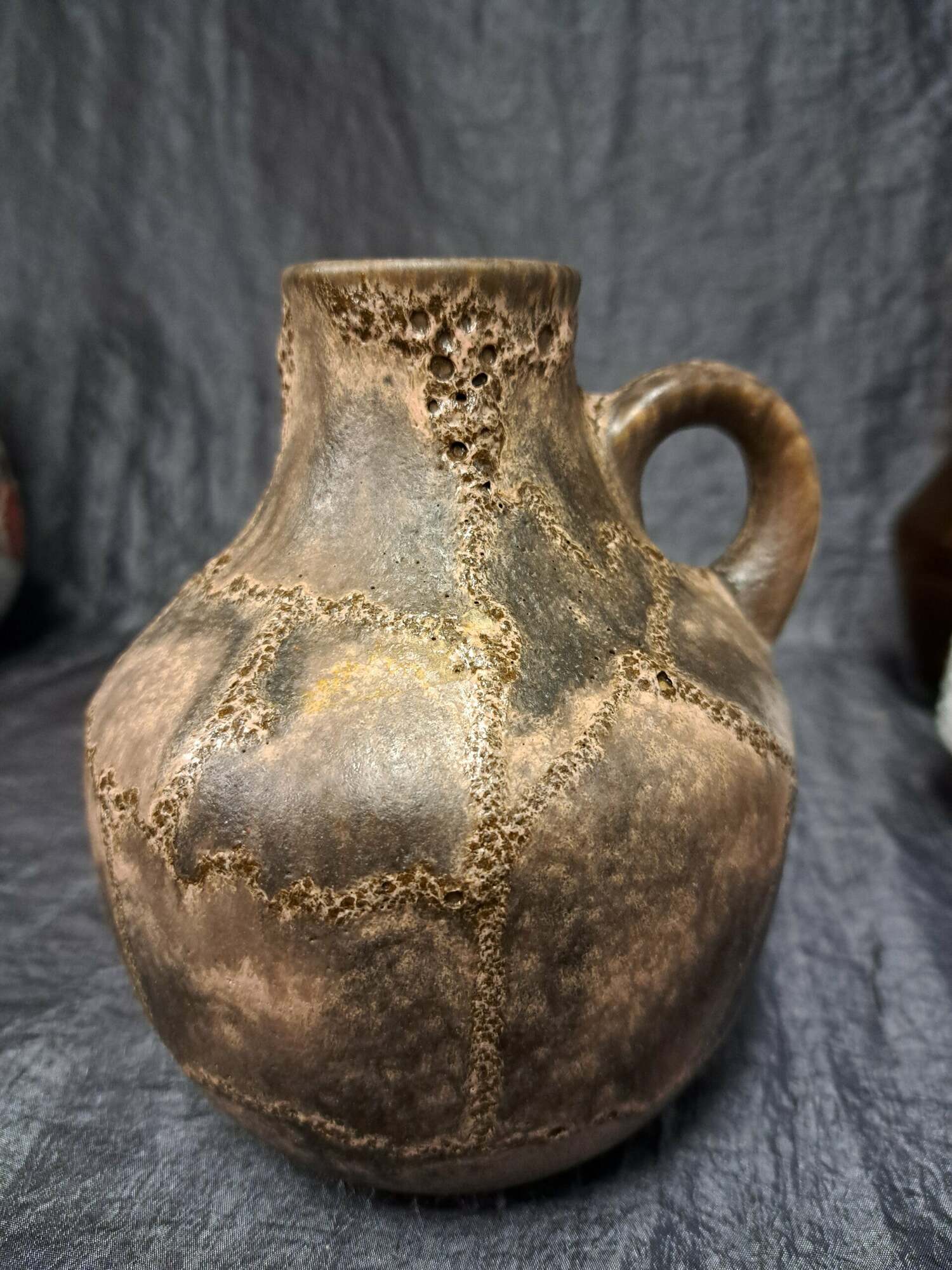 Vintage 323 Fat Lava Vase Keramik Braun  1