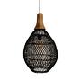 Hängelampe Teakholz Rattan Schwarz 1