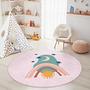 Rainbow and Moon Children's Rug Multicolored Ø120cm 0
