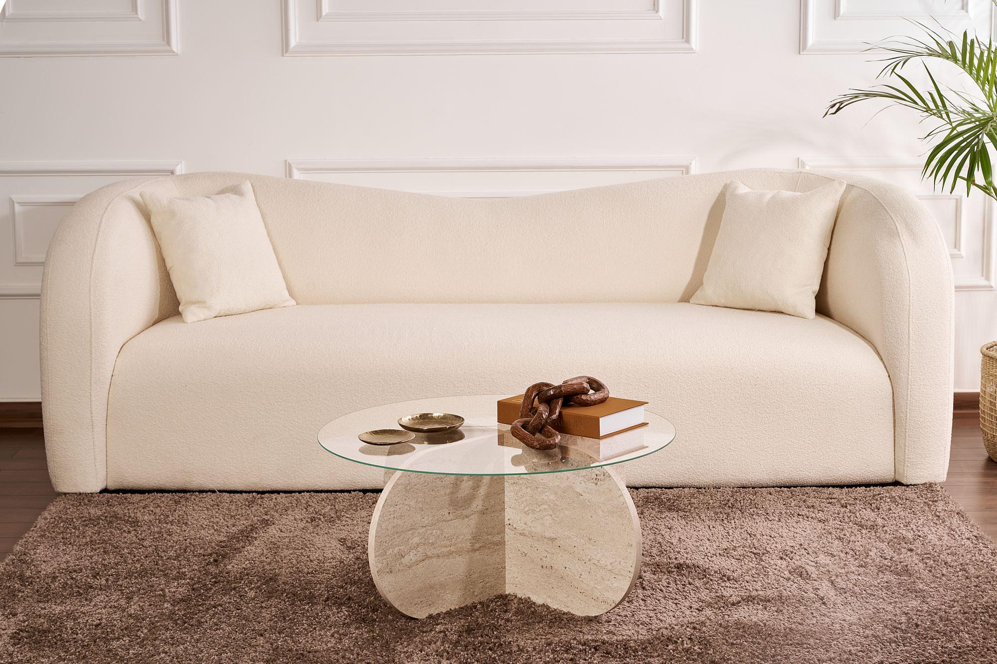 Aeris Couchtisch Travertin Transparent Ø75cm 2