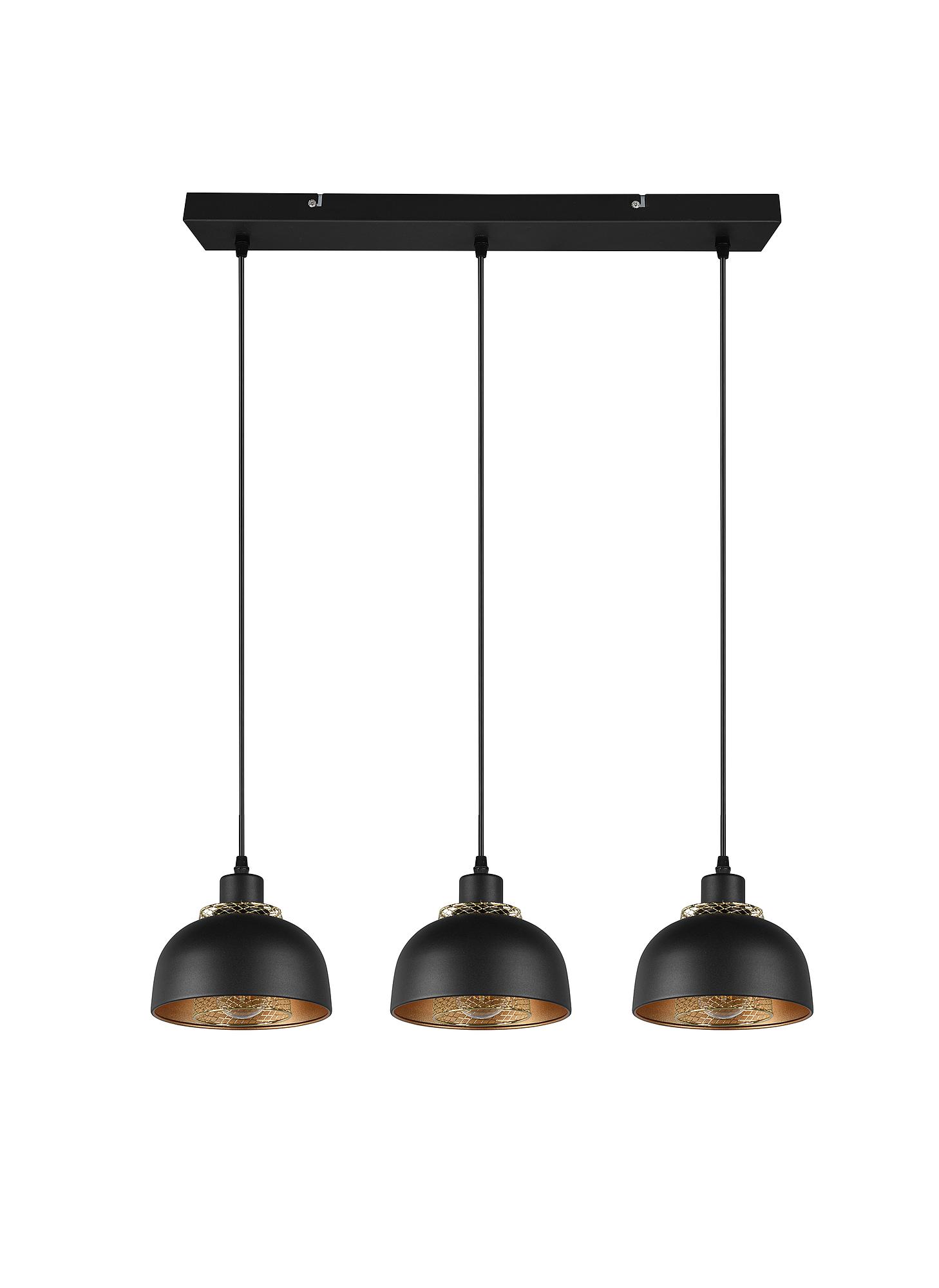 3-Burner Punch Pendant Lamp Iron Black 4