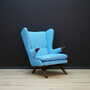 Vintage Sessel Teakholz Textil Blau 1960er Jahre 2