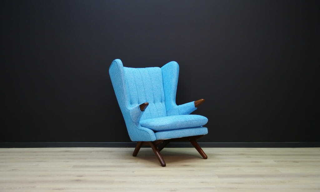 Vintage Armchair Teak Textile Blue 1960s 2
