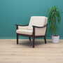 Vintage armchair wood fabric cream 1970s 3