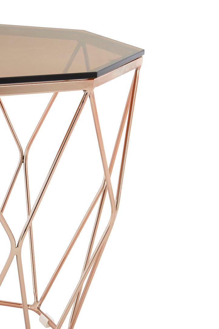Allure Side Table Glass Metal Rose Gold 3