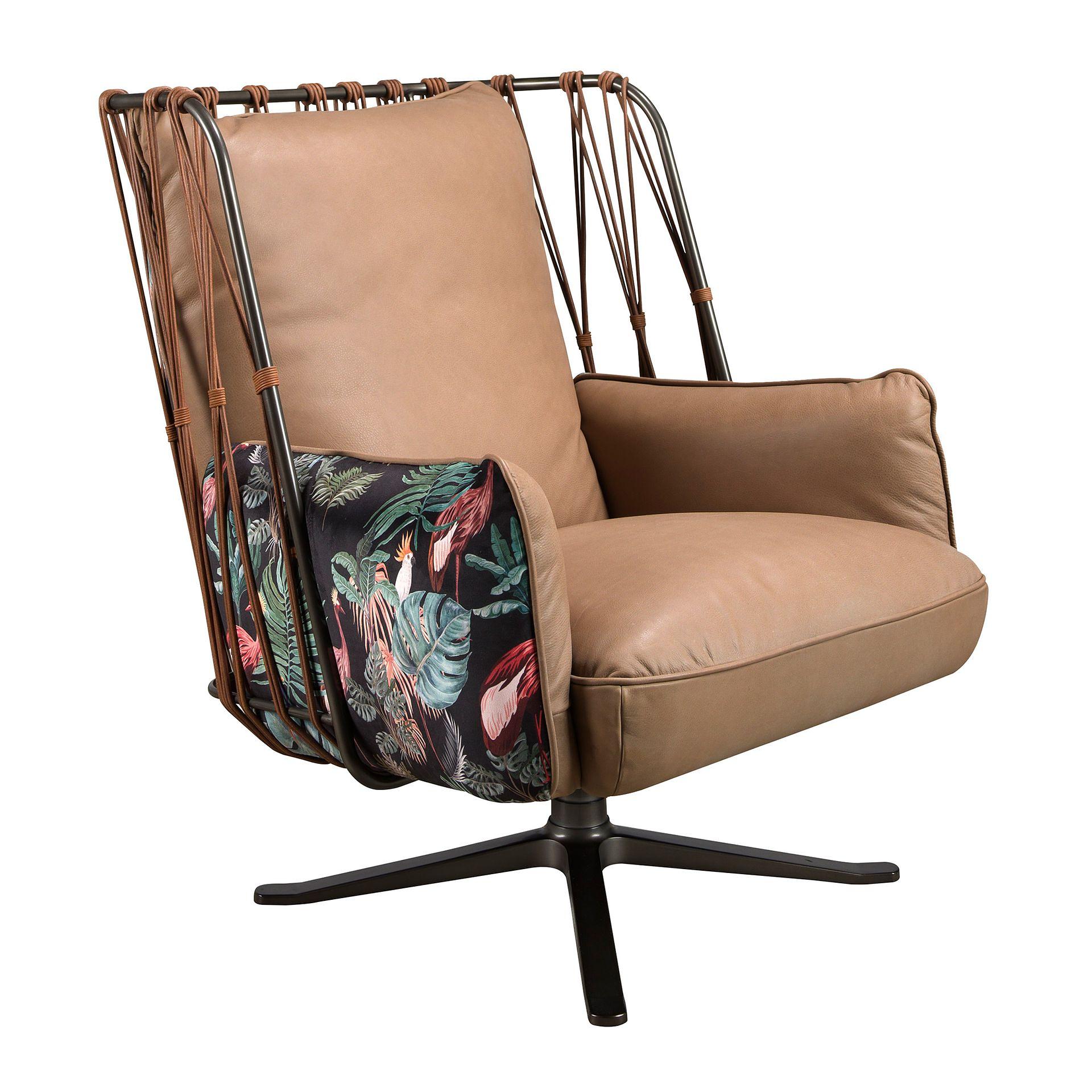 Armchair Swiveling Leather Brown 1