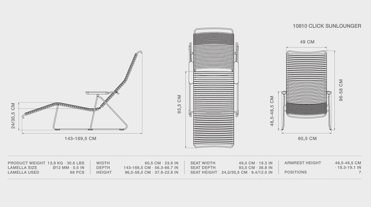 CLICK Sunlounger Liegestuhl Bambusarmlehnen Pflaume 10810 7