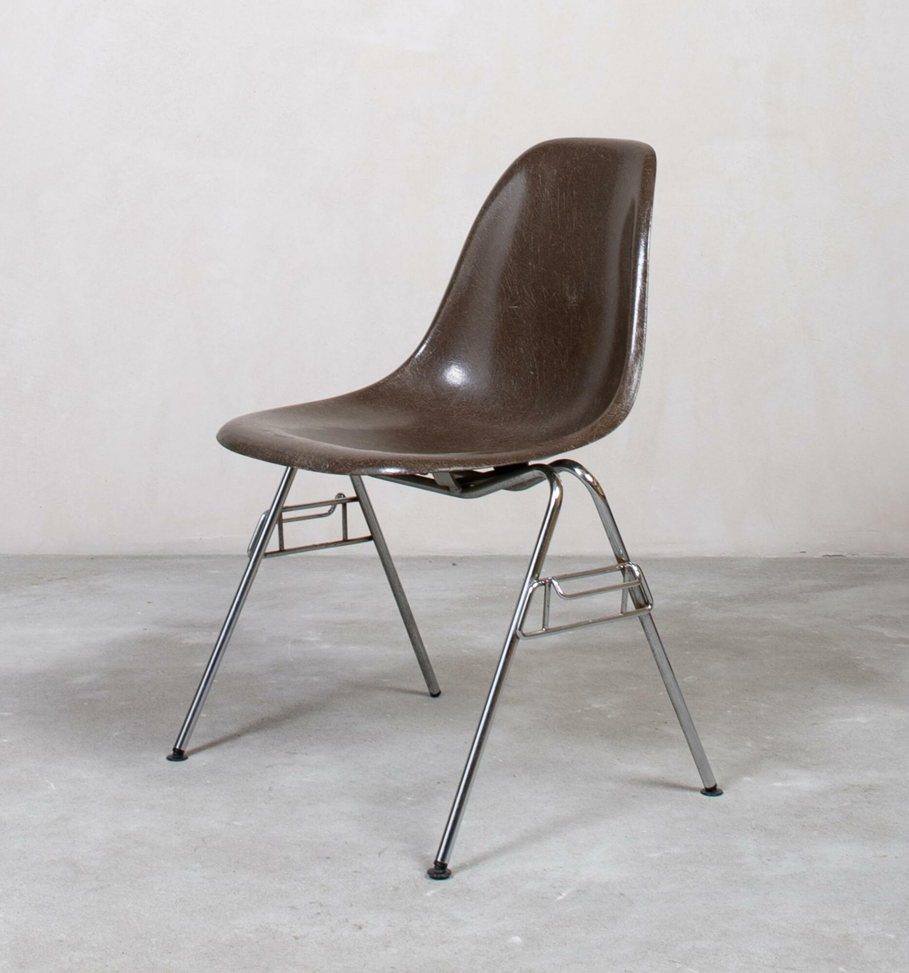 Eames Fiberglass Side Chair by Herman Miller Seal Brown 1