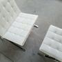 Original Barcelona Sessel mit Hocker Sabrina Leder Weiß 3