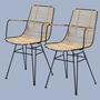 2x Armlehnstuhl aus Rattan und Metall 0
