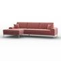 Ecksofa Rime mit Récamiere links Samt Rose 1