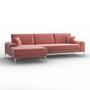 Ecksofa Rime mit Récamiere links Samt Rose 2