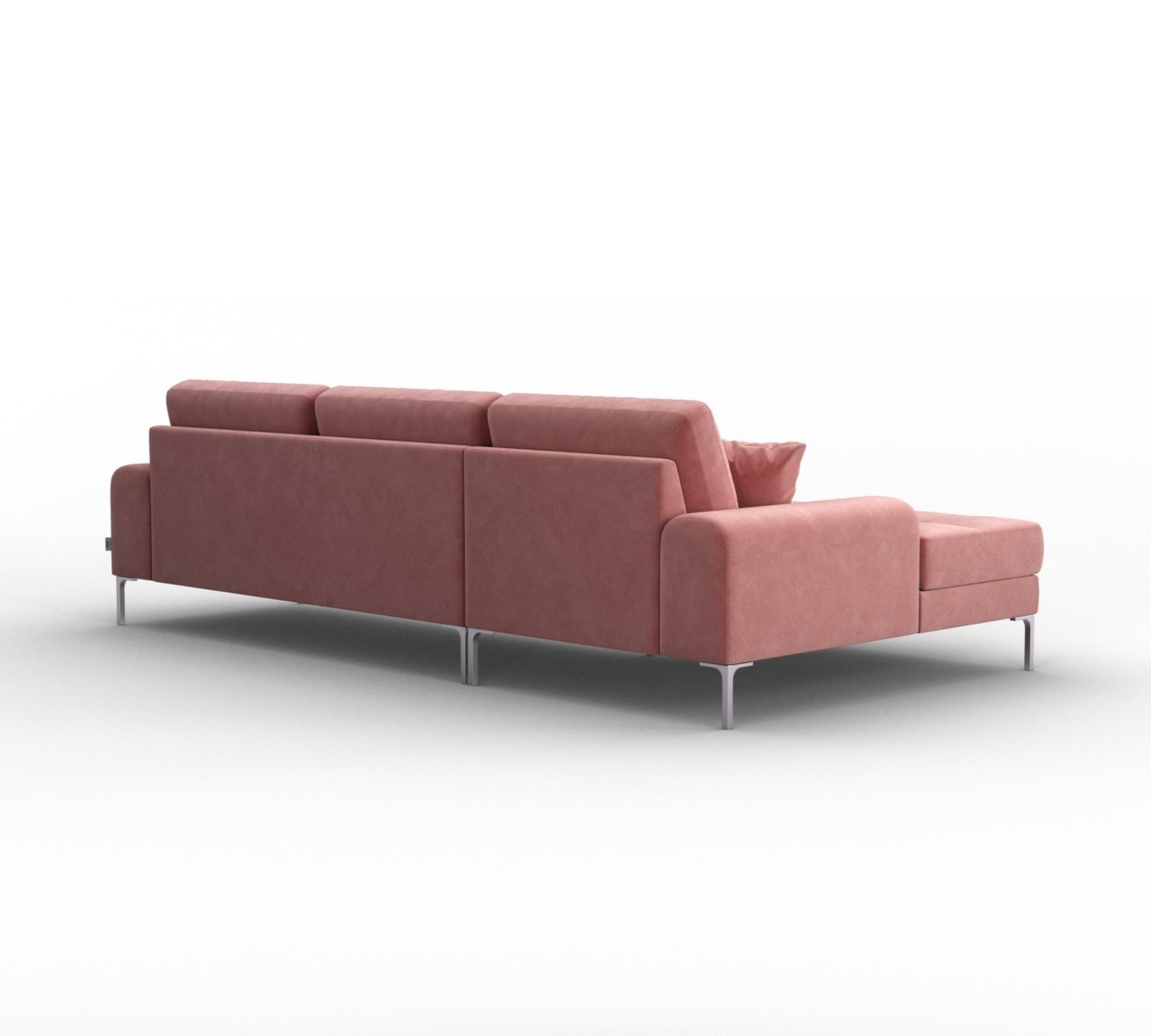 Ecksofa Rime mit Récamiere links Samt Rose 4