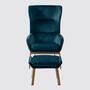 Ohrensessel + Hocker Samt Marineblau 1
