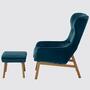 Ohrensessel + Hocker Samt Marineblau 2