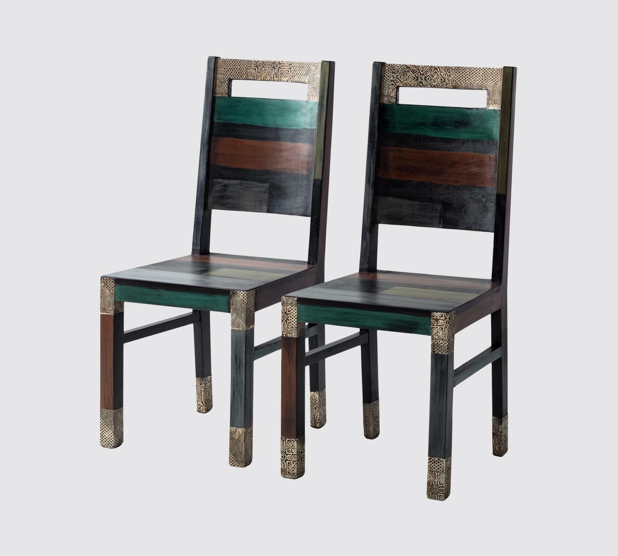 2x Esszimmerstuhl Mangoholz Ethno Look 0