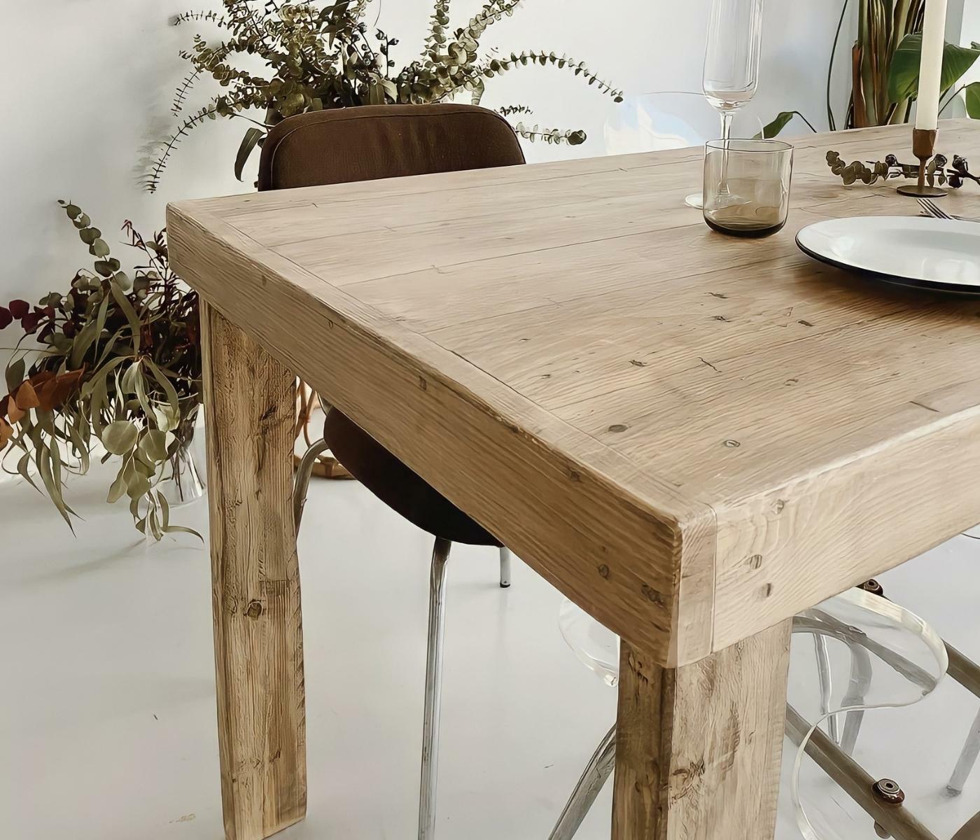 Esstisch mit Lattenholz-Tischplatte in Olivholzoptik 5