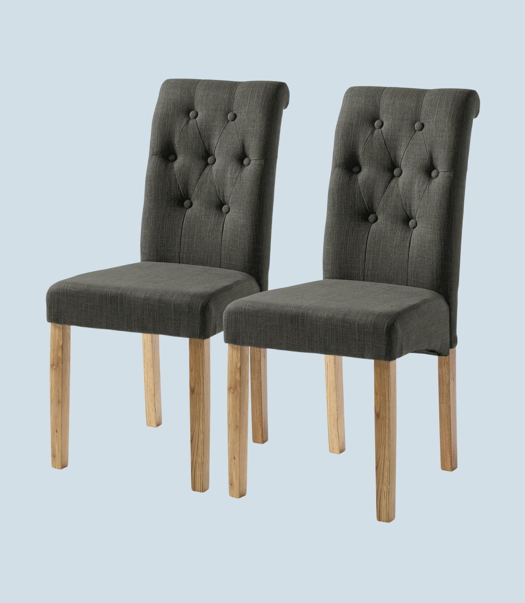 2x Upholstered chair tufted Anthracite mottled 0