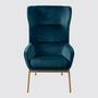 Ohrensessel + Hocker Samt Marineblau 3