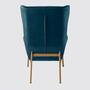 Ohrensessel + Hocker Samt Marineblau 4