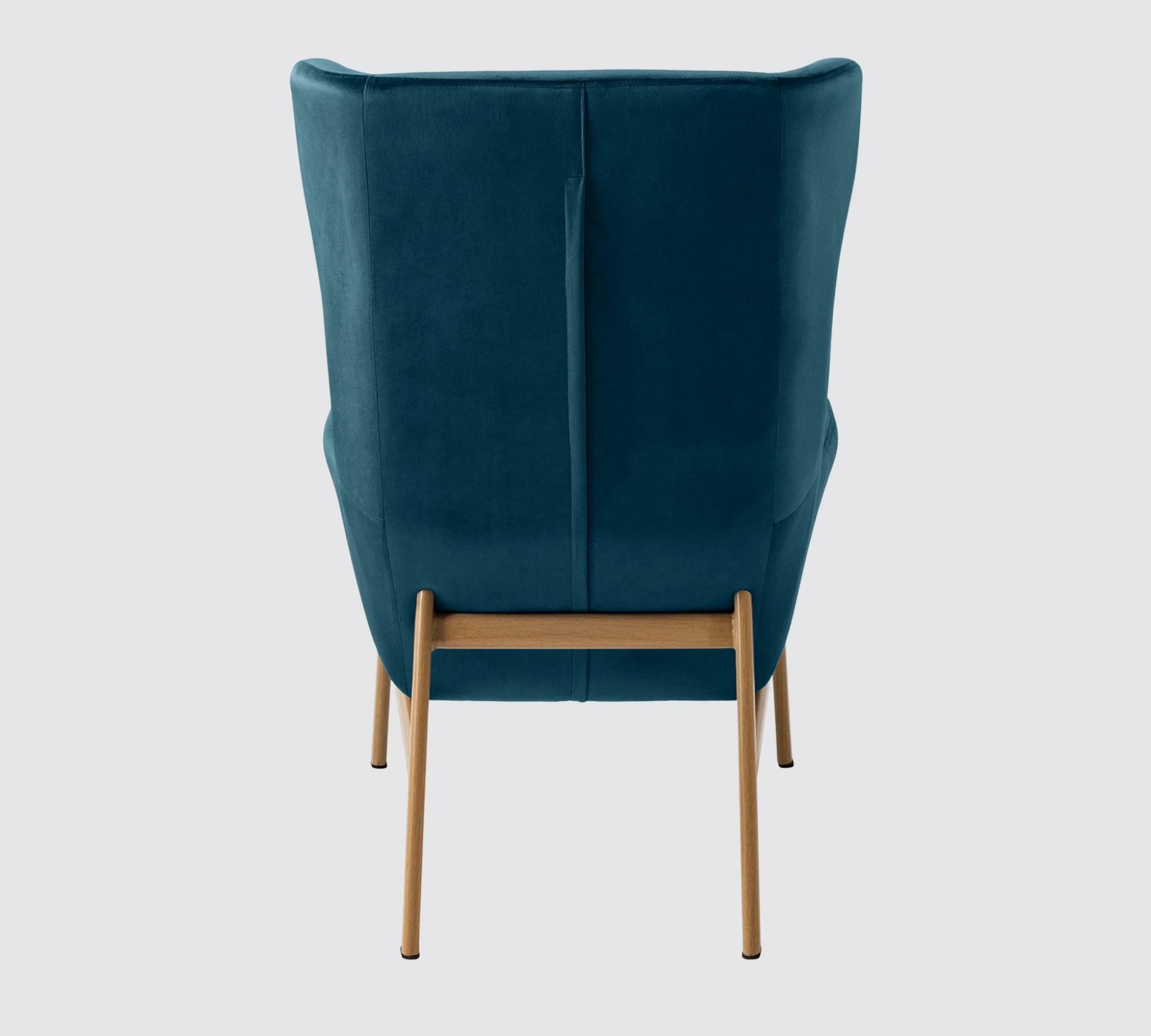 Ohrensessel + Hocker Samt Marineblau 4