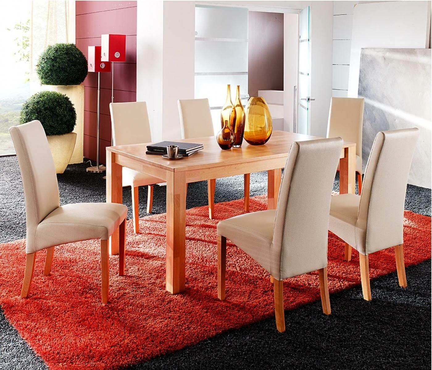 2x Polsterstuhl Kunstleder Buche Beige 1