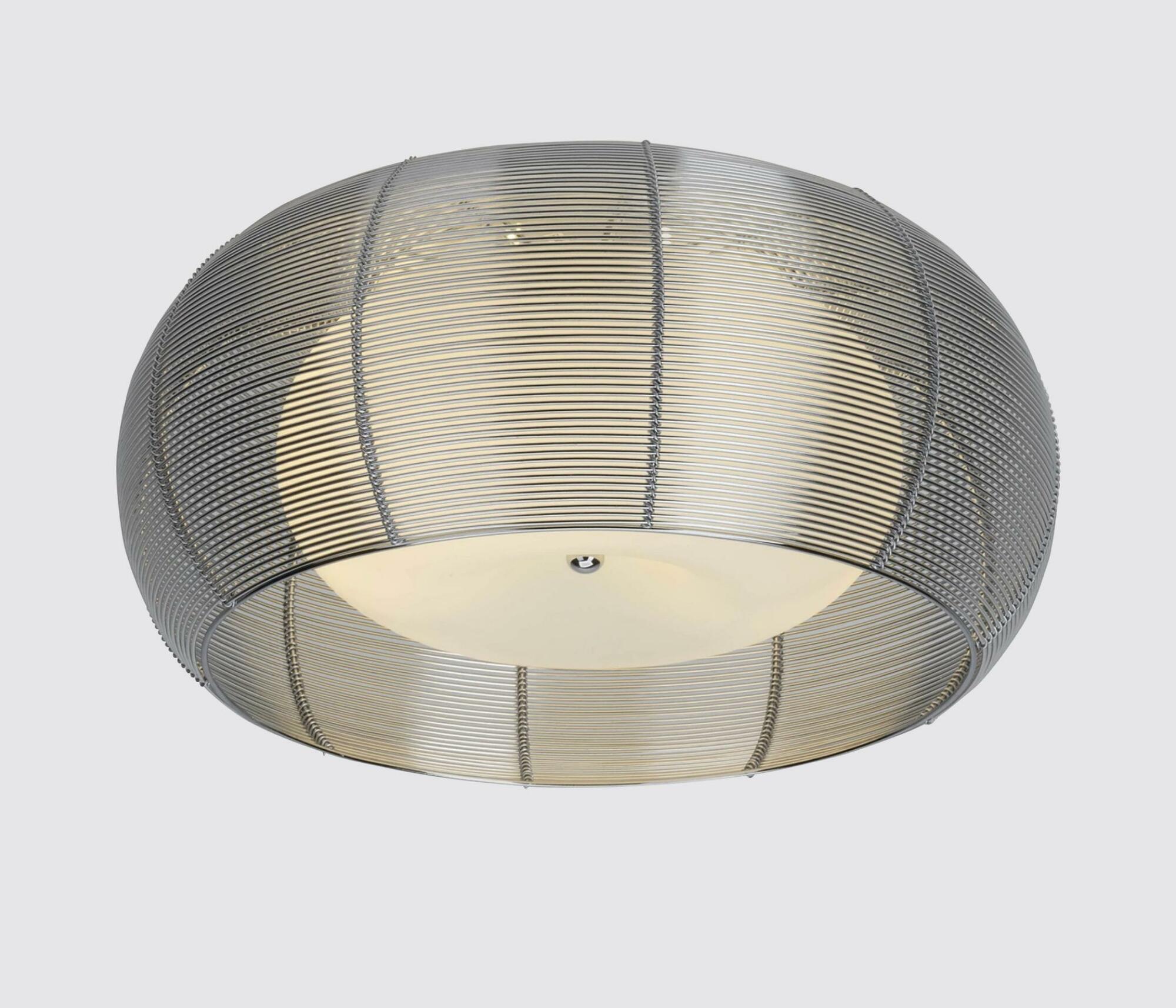 Verchromte Deckenleuchte aus Metall und Milchglas 1