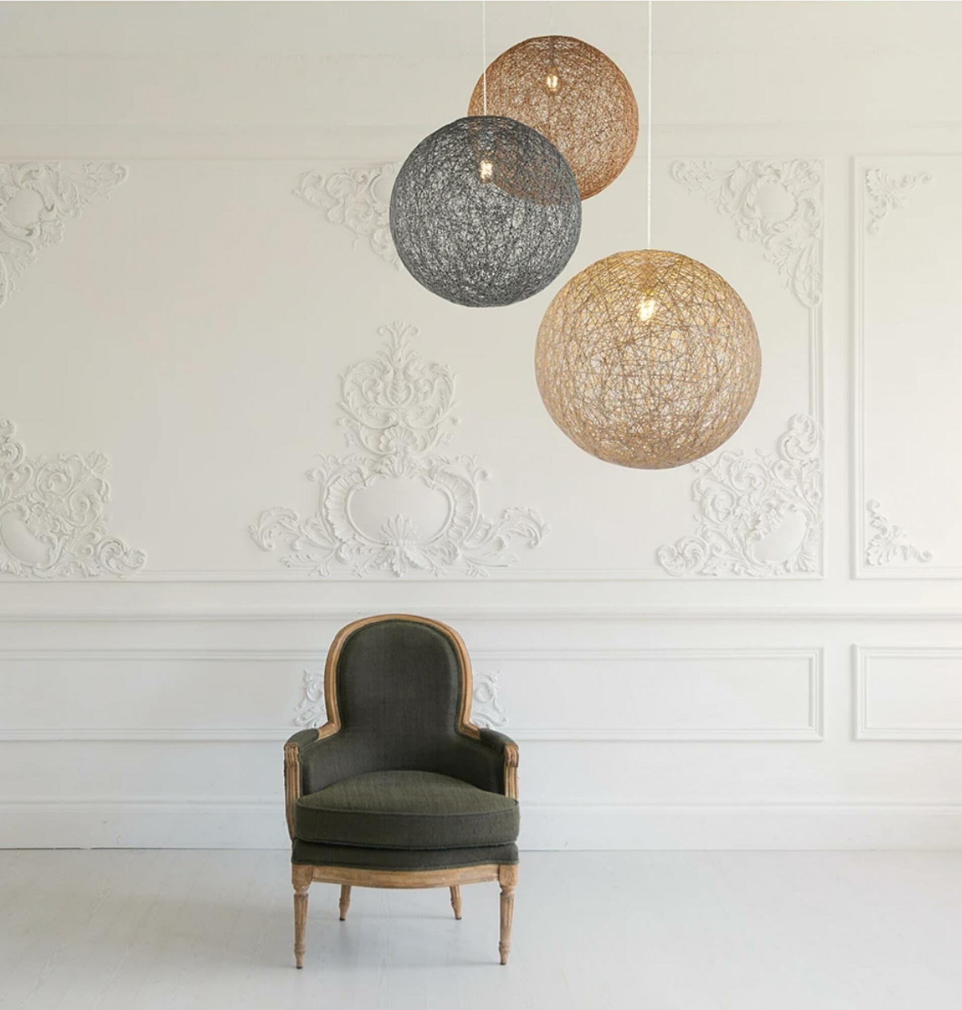 Pendelleuchte aus Papiergeflecht in Beige 3