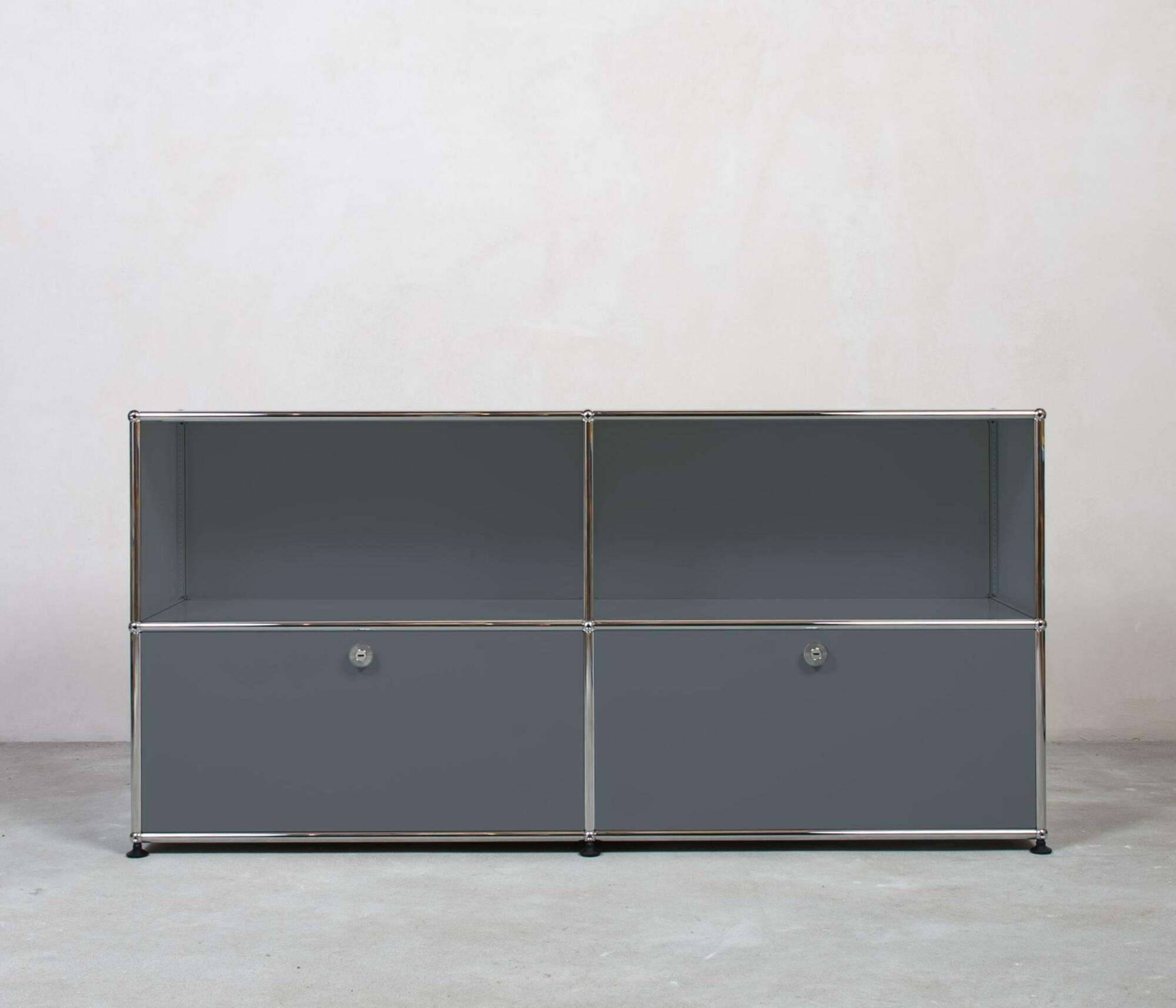 USM Haller Sideboard 2x2 Fächer oben offen Mittelgrau 0