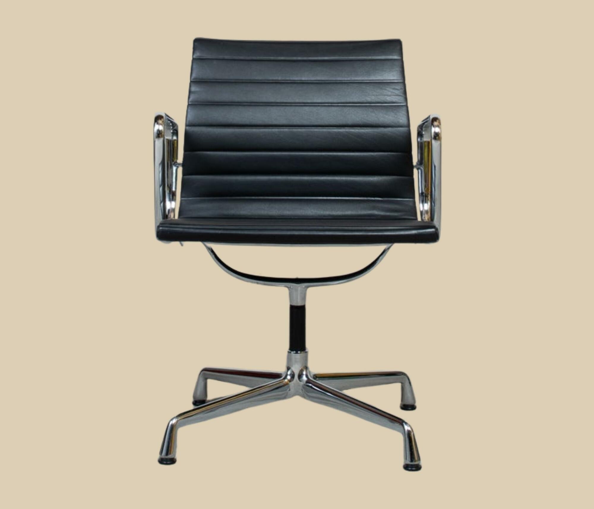 Eames EA 108 Alu Chair Leder Schwarz 1