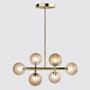 6-flame LED pendant lamp smoked glass gold 2