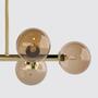 6-flame LED pendant lamp smoked glass gold 3