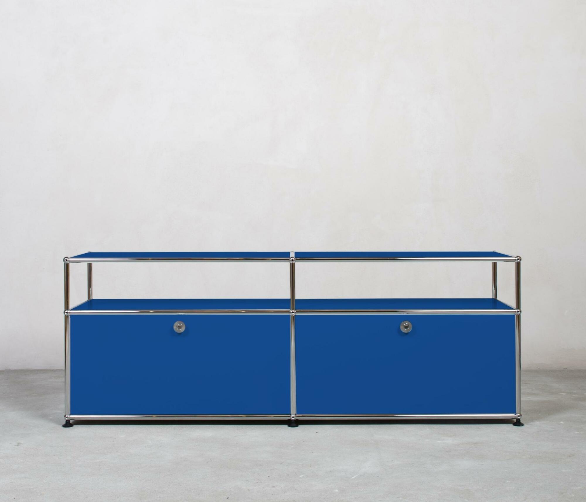 USM Haller Sideboard 2x1 Fächer Aufbau Enzianblau 0