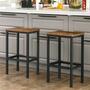 2x Bar stools in rustic look with black legs 1