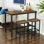 2x Bar stools in rustic look with black legs 2
