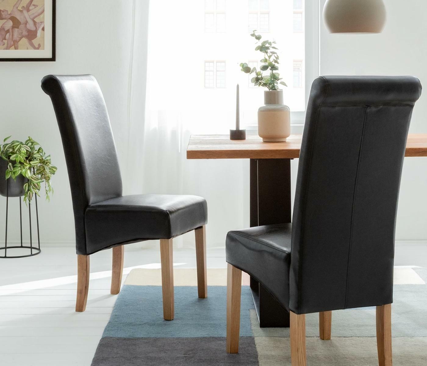 Upholstered chair Nello II (set of 2) Faux leather Black 5