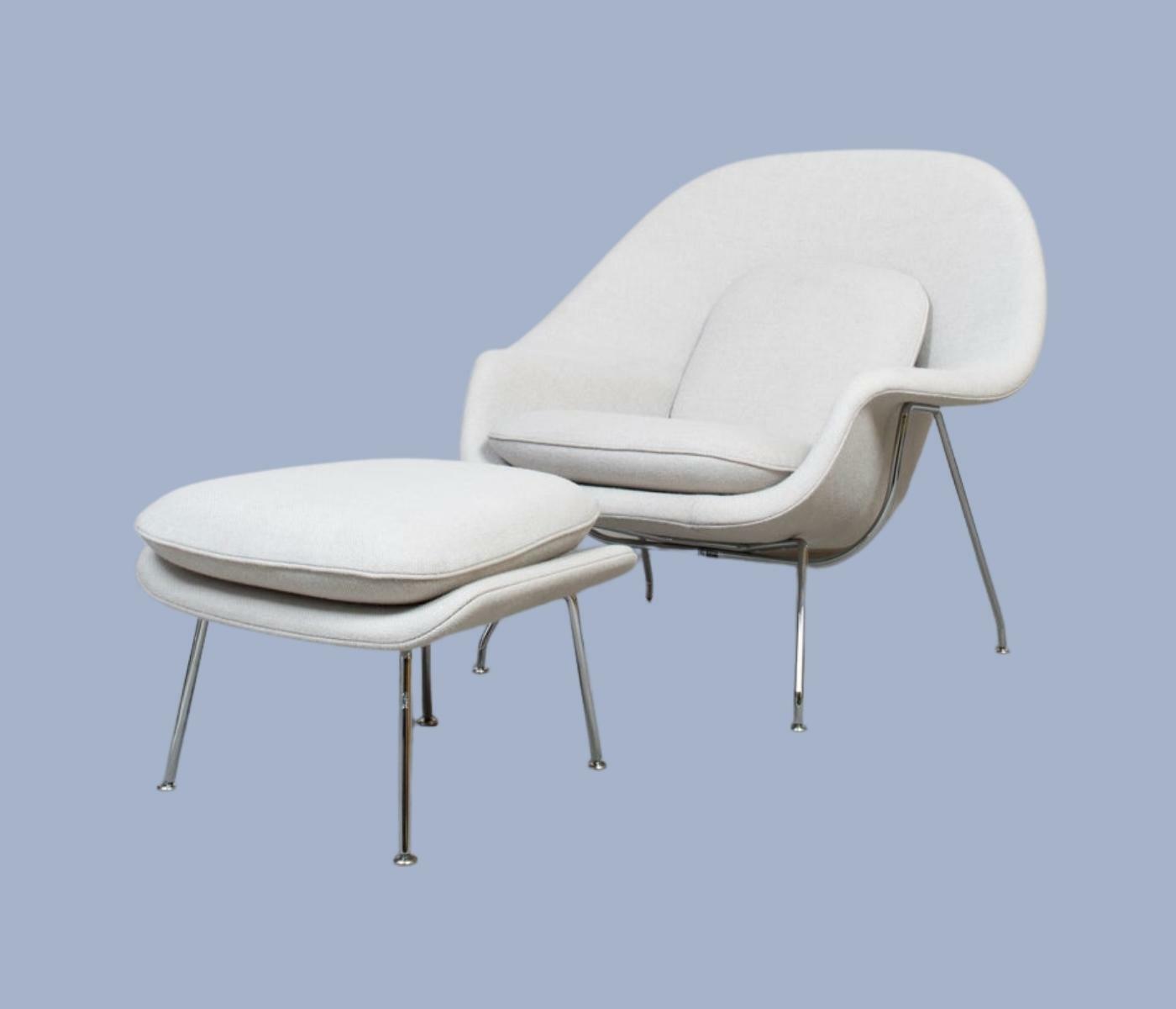 Womb Chair mit Ottoman von Knoll International Weiß 0