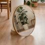 Runder Spiegel aus Holz Olive 1
