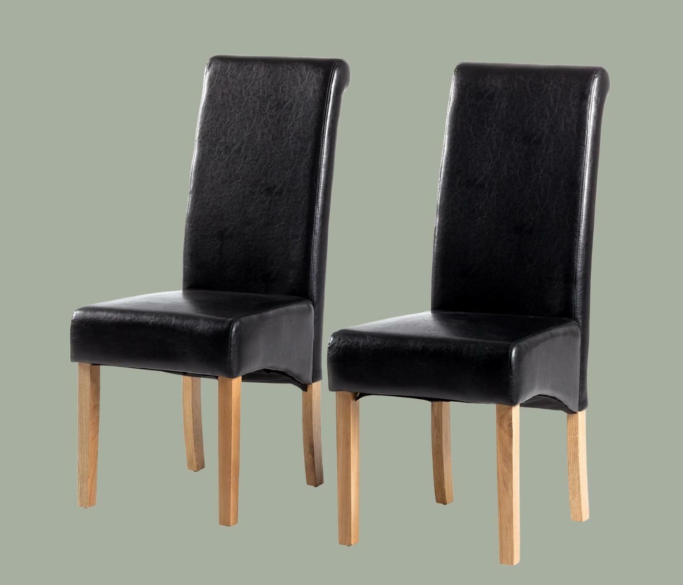 Upholstered chair Nello II (set of 2) Faux leather Black 0