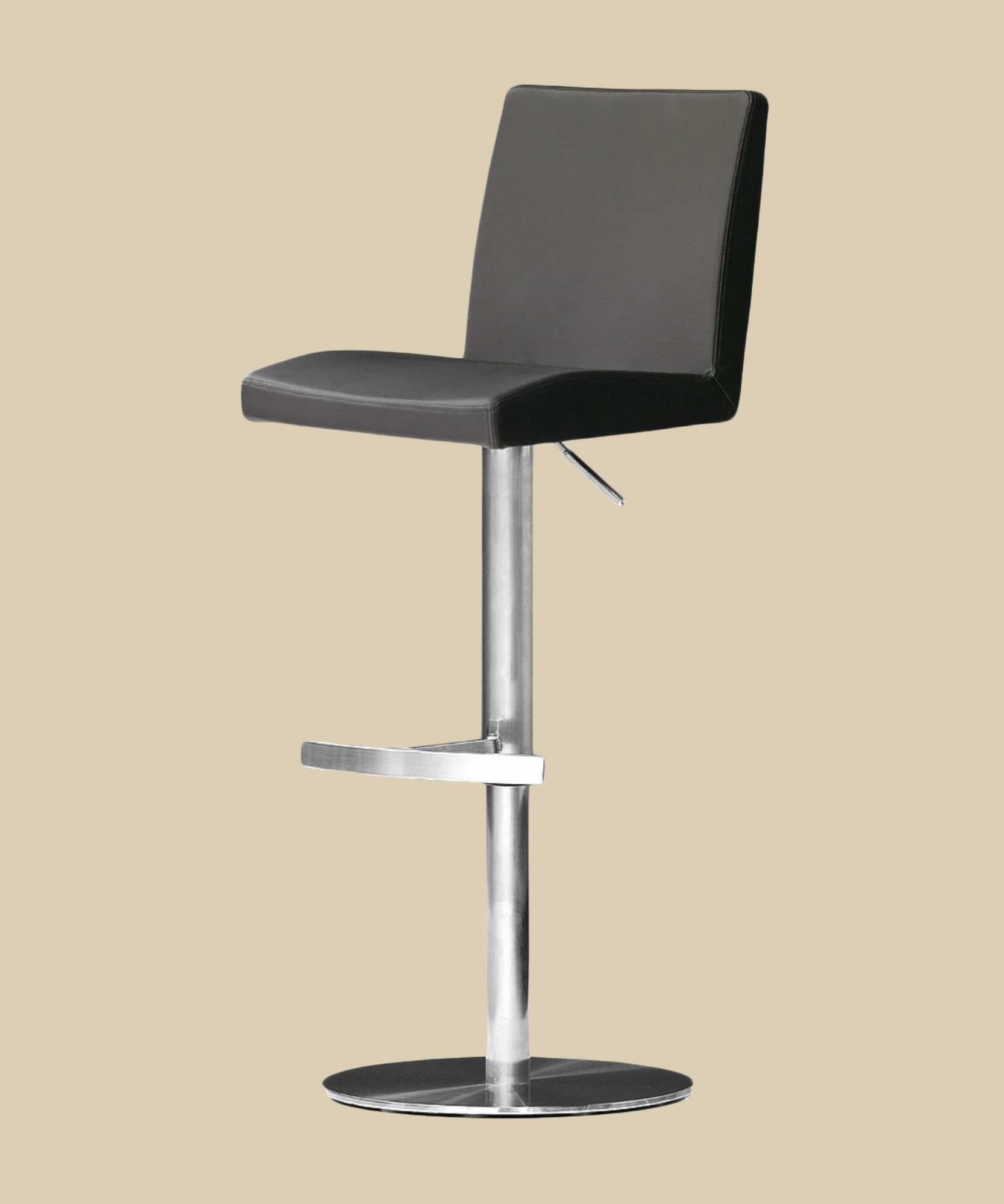 Barstuhl Leder Schwarz  0