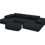 Set Großes Sofa U-Form PYLLOW + Polsterhocker Nachtschwarz 0