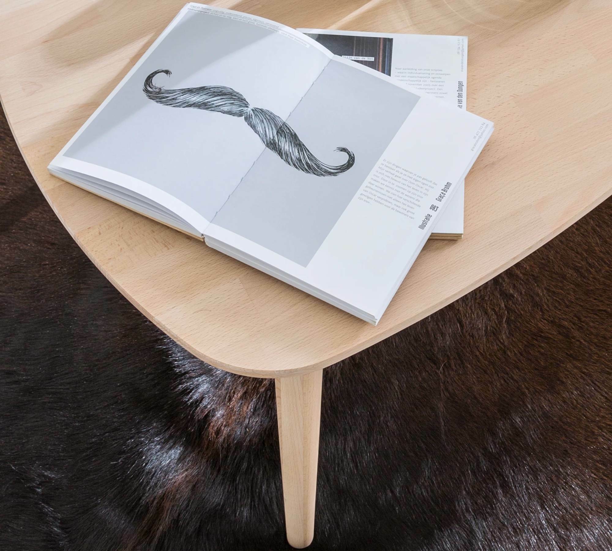 Nierenförmiger Couchtisch Buche Massiv 5