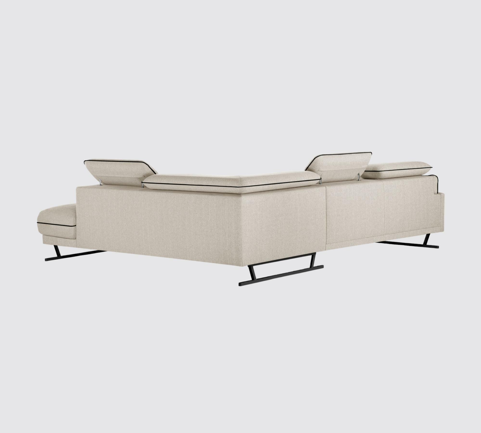 Gigi Ecksofa Big rechts Leinenstruktur mit Kontrastpaspel 5