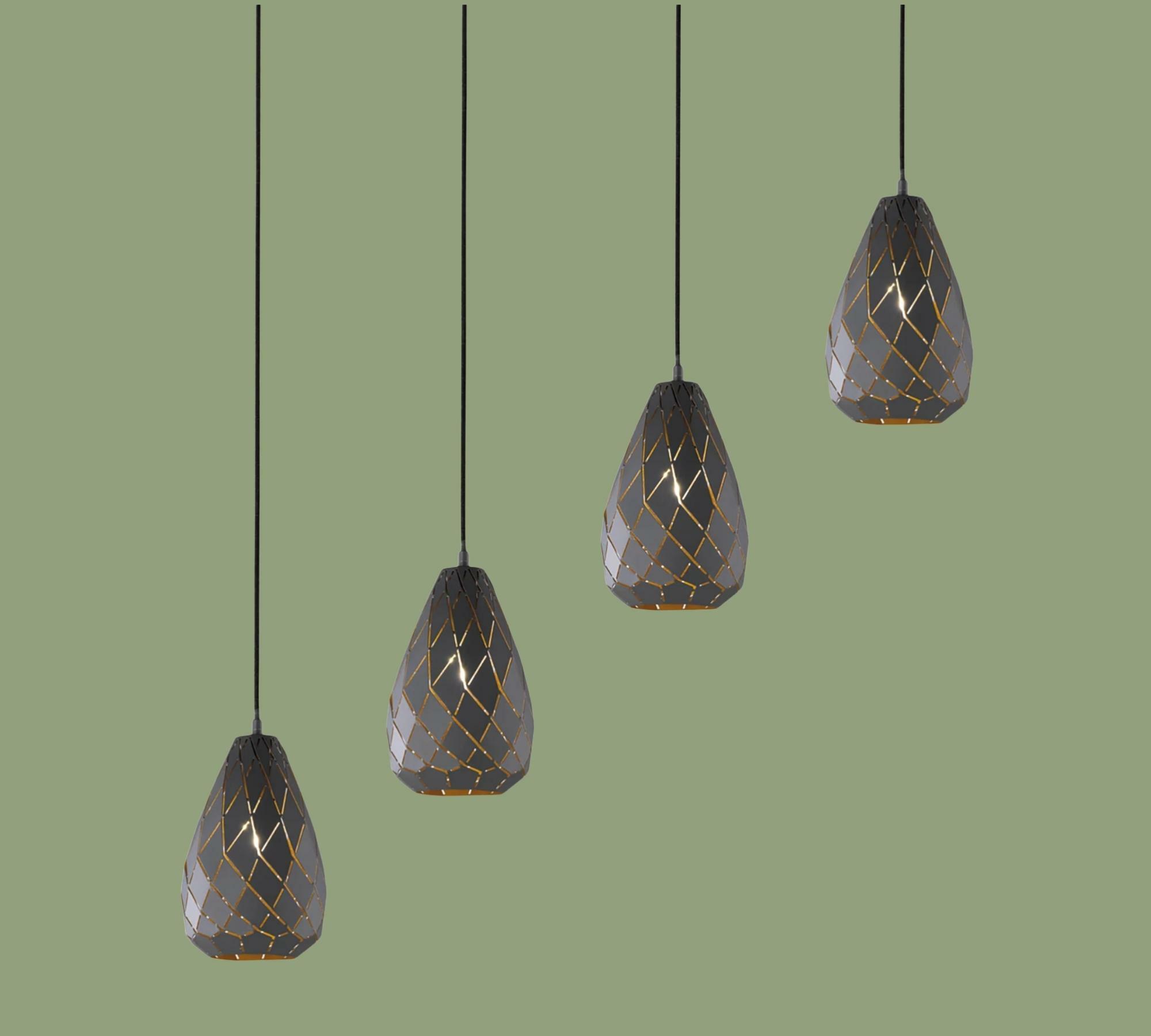 4-light pendant light black and gold 0