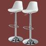 2x Set Bar stool of plastic and stainless steel White 0