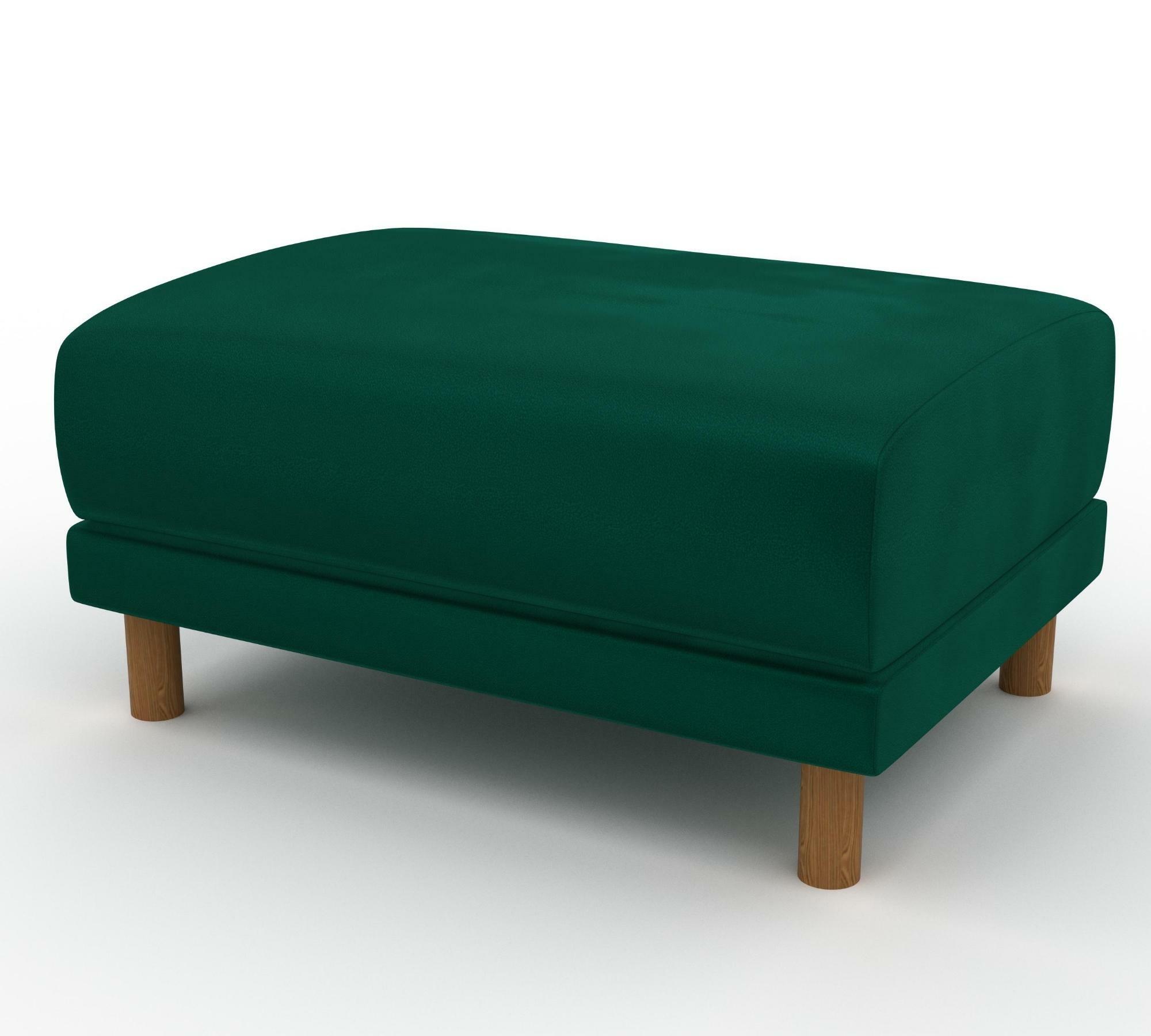Tyme Pouf mit Eichenbeinen Samt Waldgrün 1