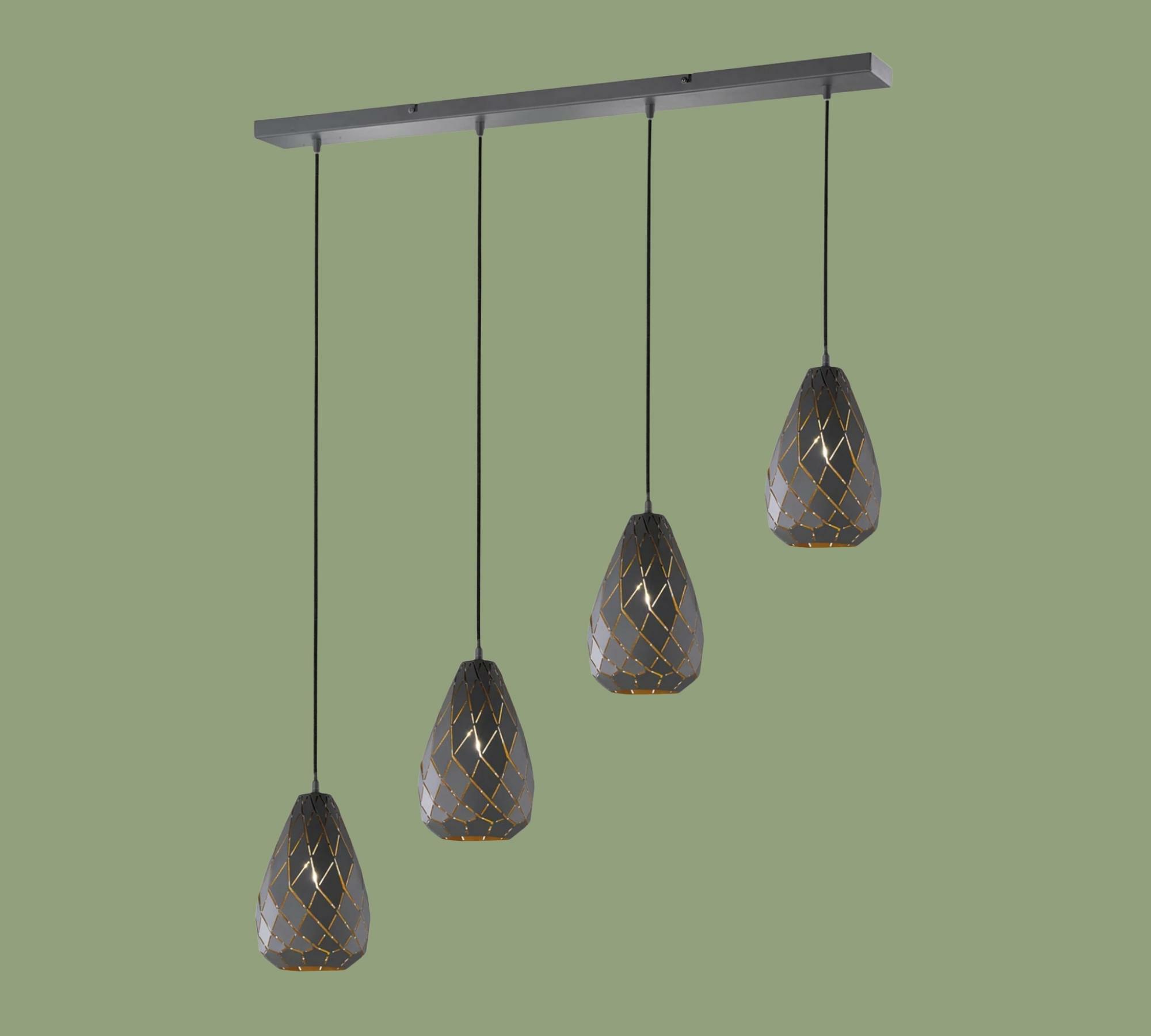 4-flammige Pendelleuchte Schwarz und Gold 1