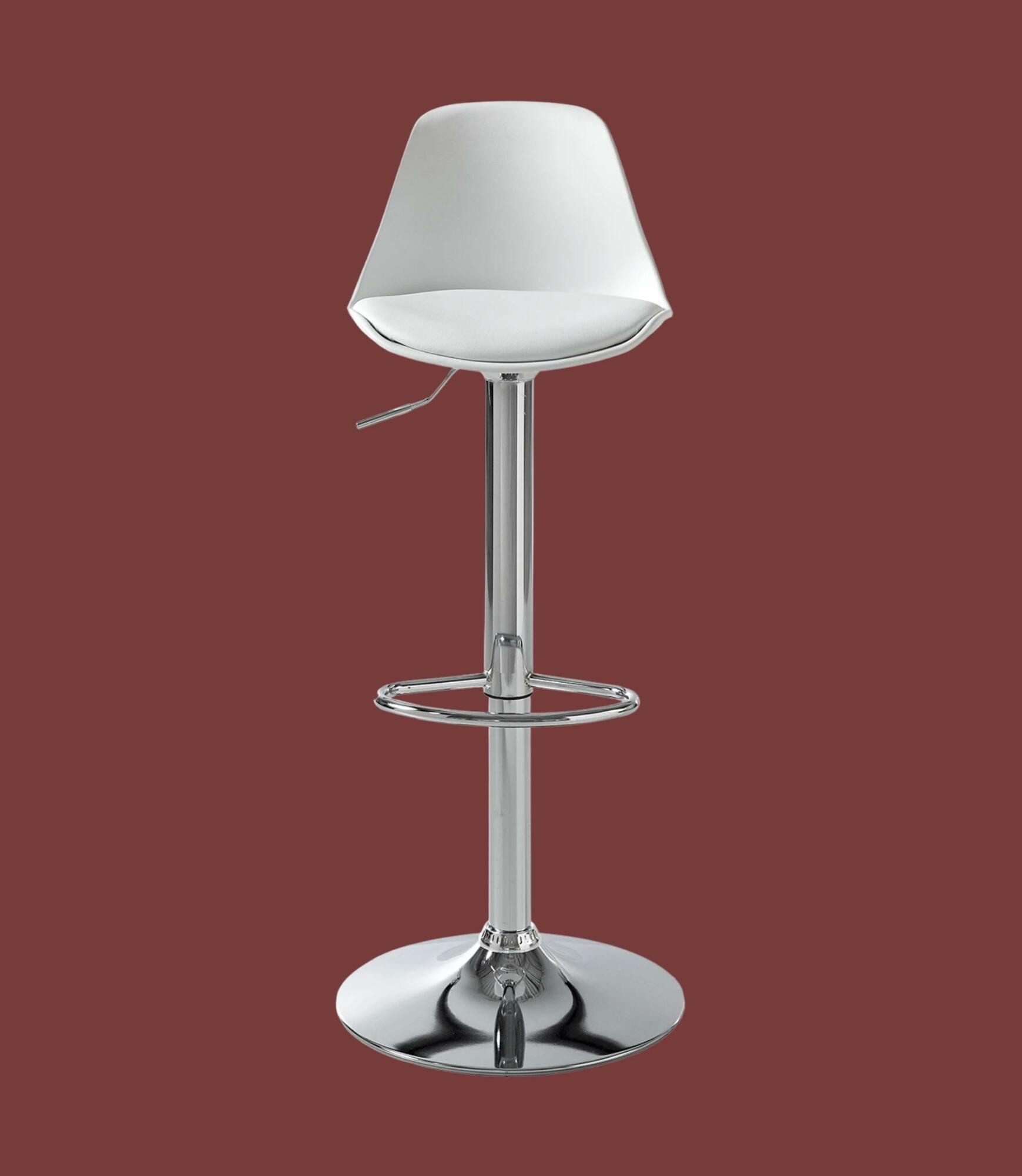 2x Set Bar stool of plastic and stainless steel White 1