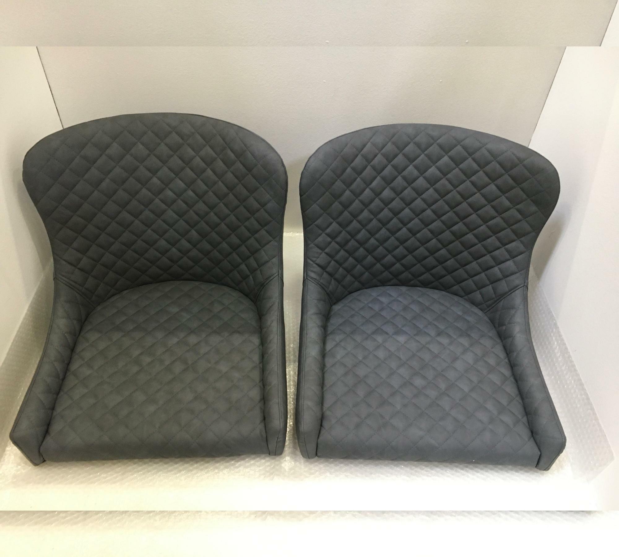 2x Esszimmerstuhl aus gestepptem Kunstleder Grau 5